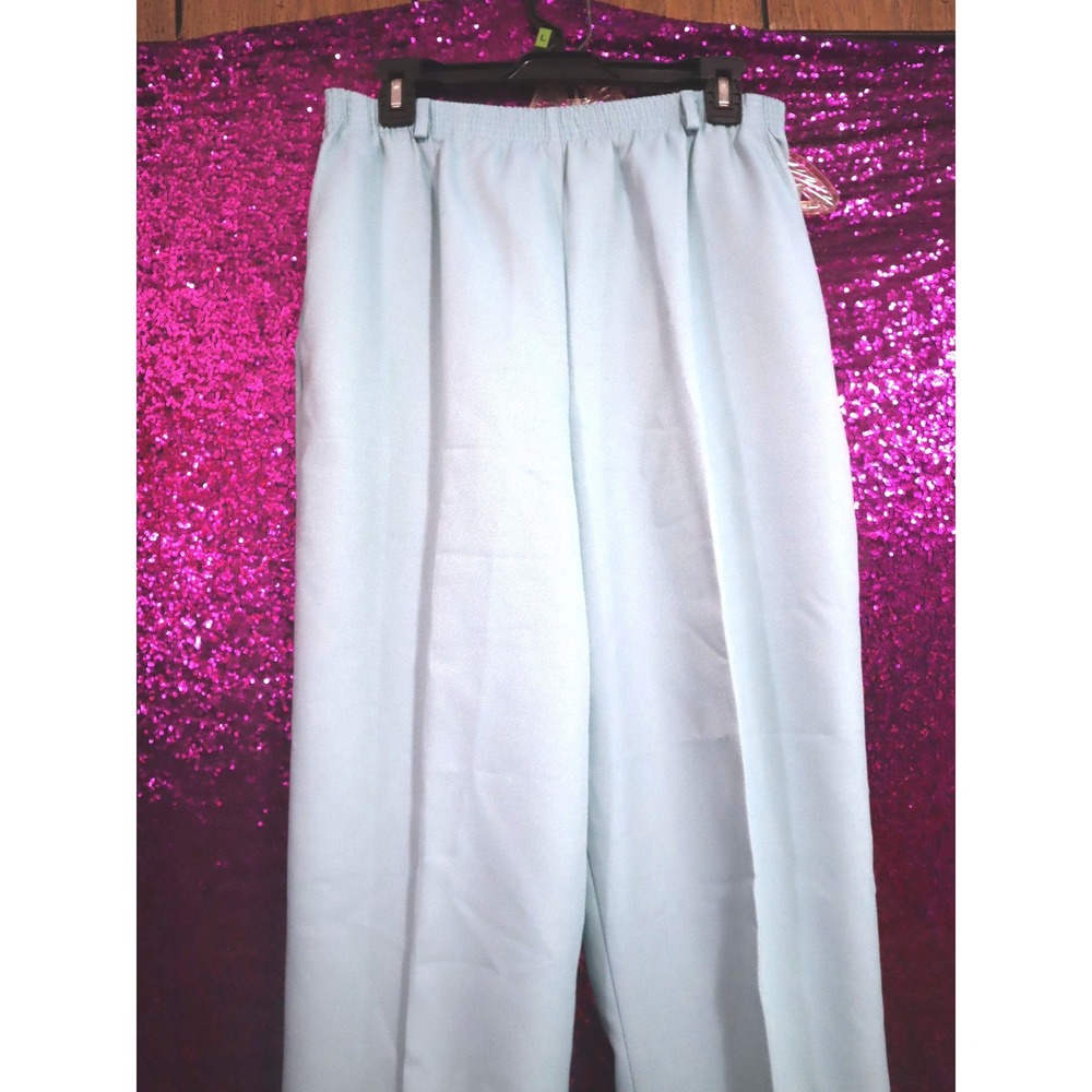 Light Blue Straight Leg Pants 12 Koret Womens Wool Blend Elastic Waist Teflon
